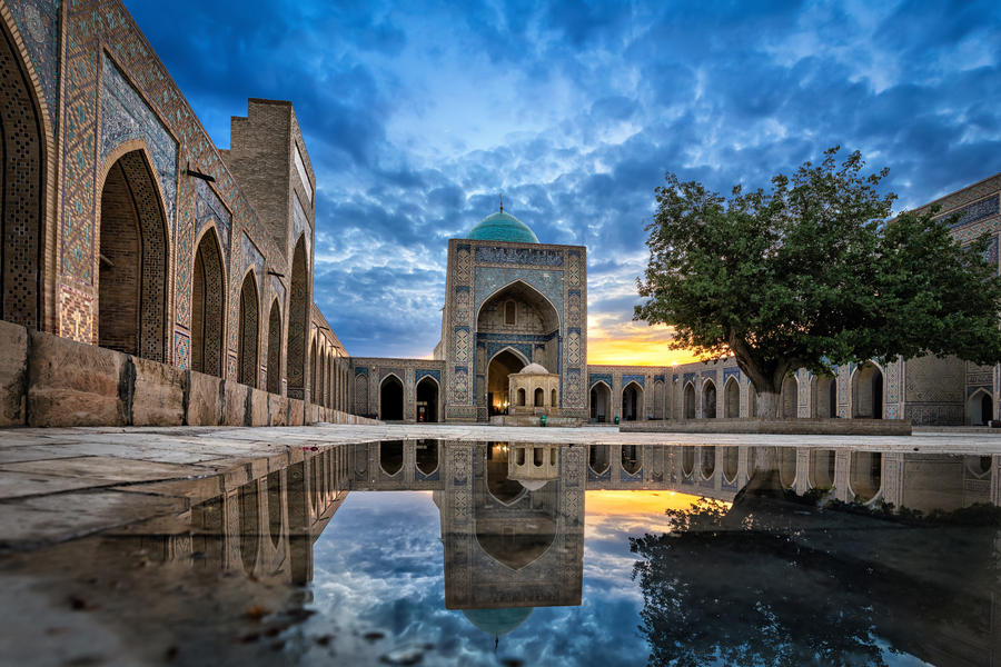 Inner courtyard of the Kalyan Mosque, part of the Po-i-Kalyan Complex in Bukhara, Uzbekistan