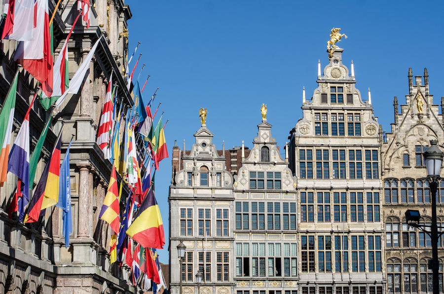 The City Hall and the main square in Antwerp.