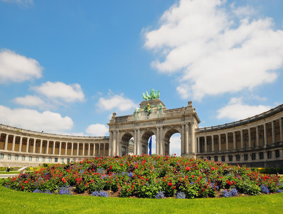 The Triumphal Arch in Cinquantennaire Park in Brussels symbol of city