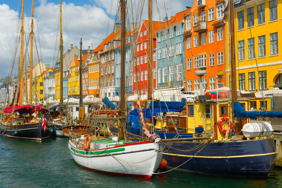 View of the old port in Copenhagen in summer
