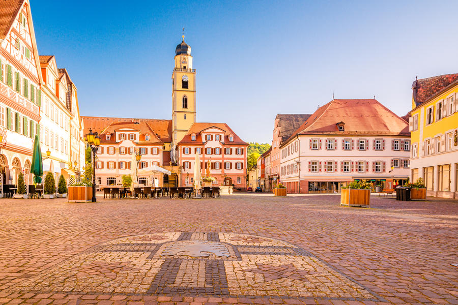 Beautiful scenic view of the old town in Bad Mergentheim - part of the Romantic Road, Bavaria, Germany