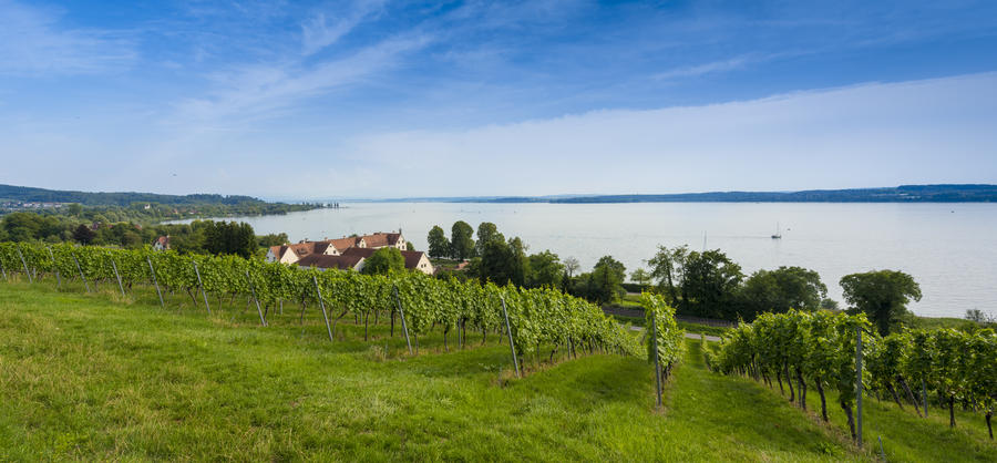 View from the Basilica Birnau to Lake Constance at Ã?berlingen  - Lake Constance, Baden-Wuerttemberg, Germany, Europe