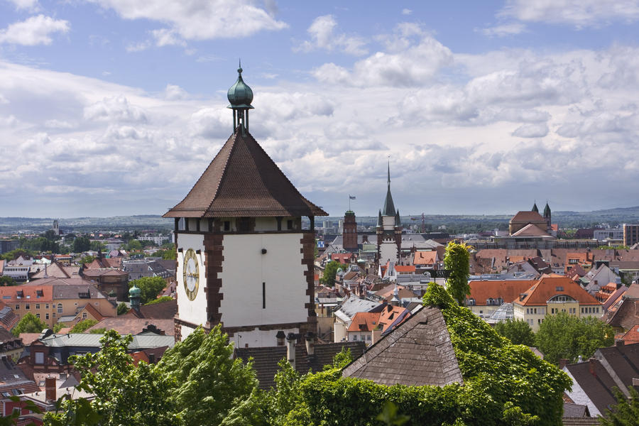 German city Freiburg im Breisgau in the summertime