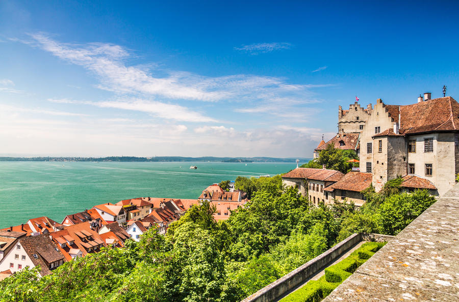 The view of lake Constance to the medieval city Meersburg. Germany