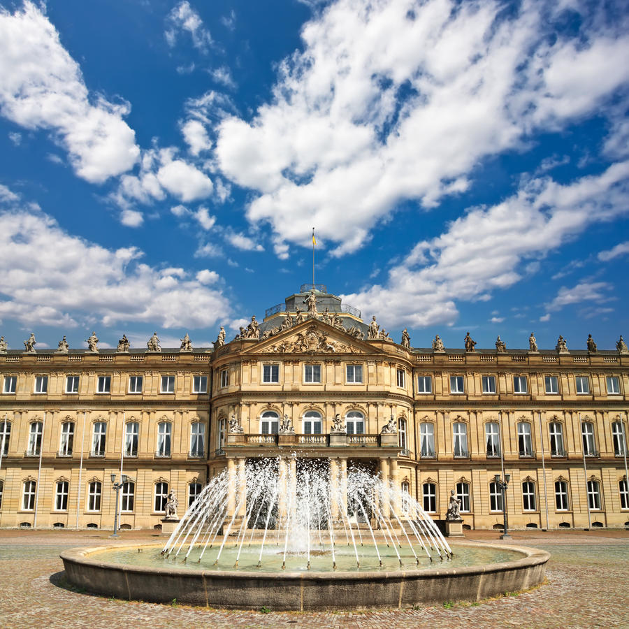 The New Palace ( Das Neue Schloss ) which stands on Schlossplatz, in Stuttgart - Germany