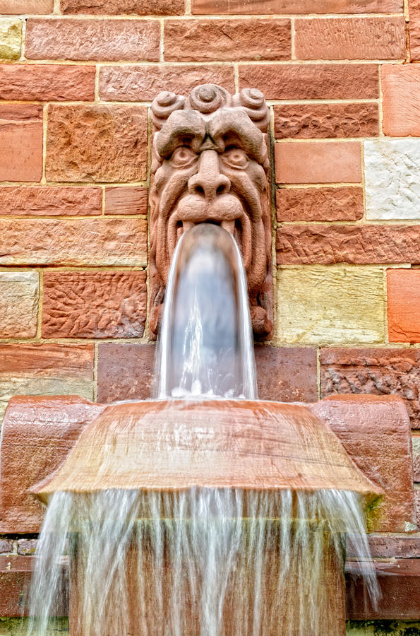 animals head waterworks at castle Johannisburg.  Aschaffenburg, Germany