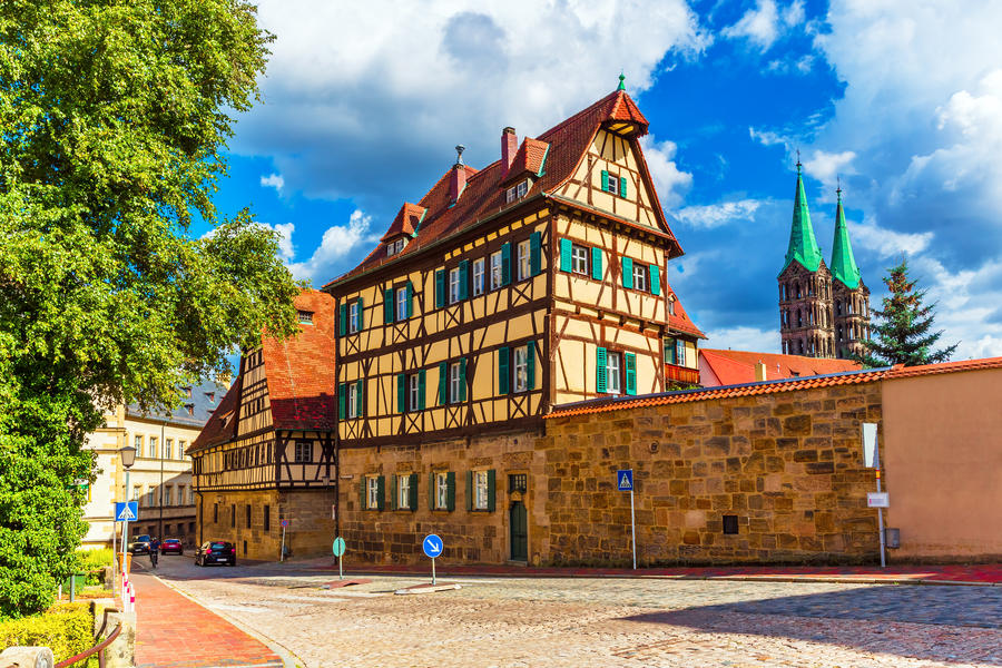 Scenic summer view of the Old Town architecture in Bamberg, Bavaria, Germany