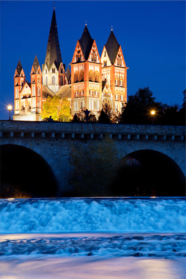 Limburg. Hesse, Germany: Cathedral by night.