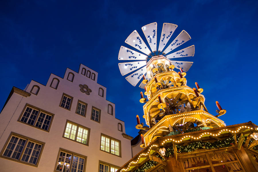 Pyramid on the christmas market in Rostock (Germany).
