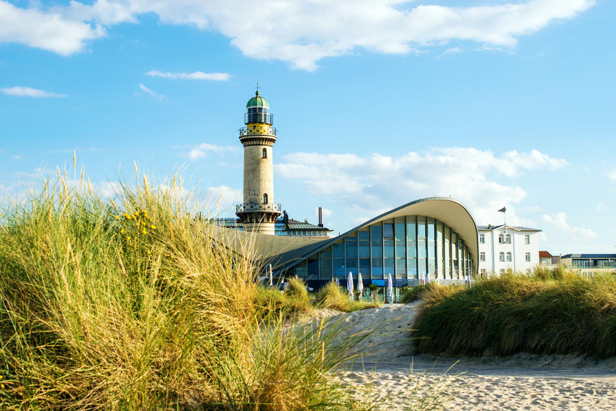 Rostock, Germany - August 22, 2016: Lighthouse of Warnemuende.