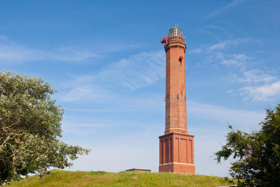 The famous red lighthouse in Norderney, Germany.