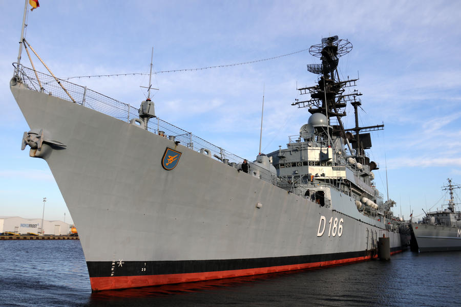 The military ship Nordrhein-Westfalen D186 is on 29 December 2017 as a museum ship in Wilhelmshaven.