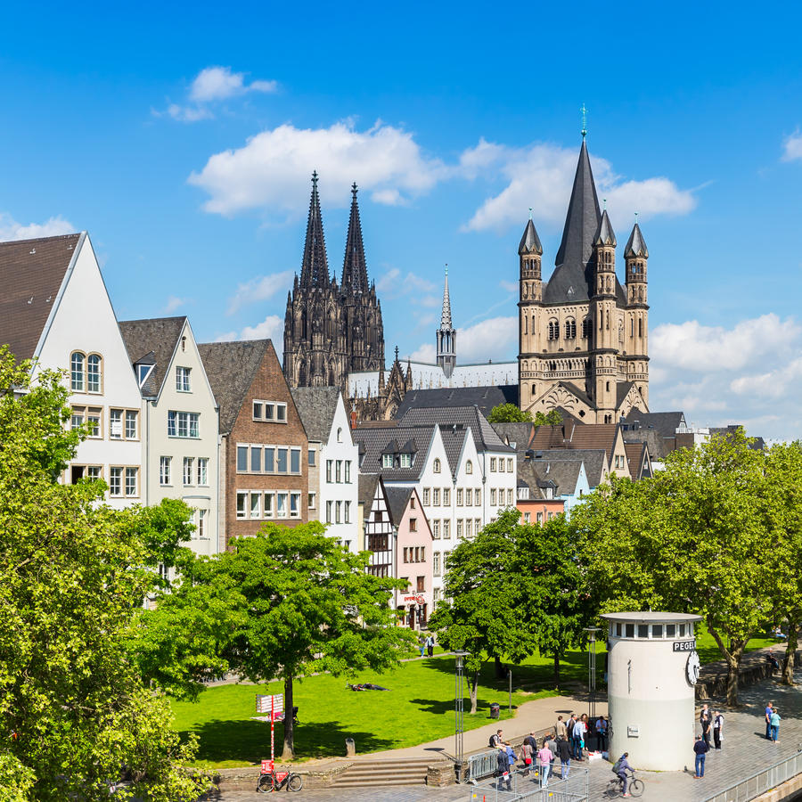 old town of cologne with Cologne cathedral and groos st. martin church, germany