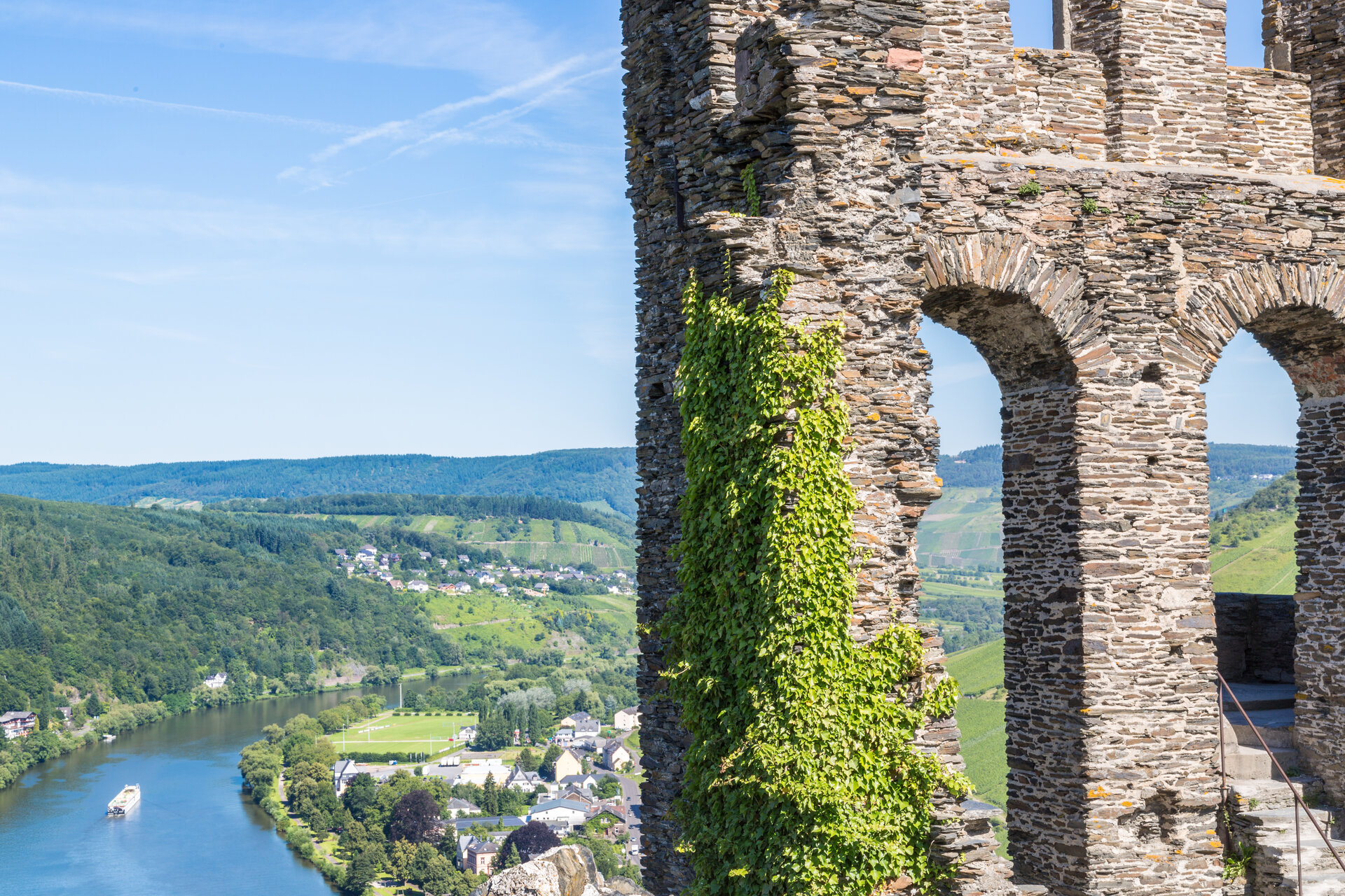 Ruins of Grevenburg castle above Traben-Trarbach, German Mosel valley