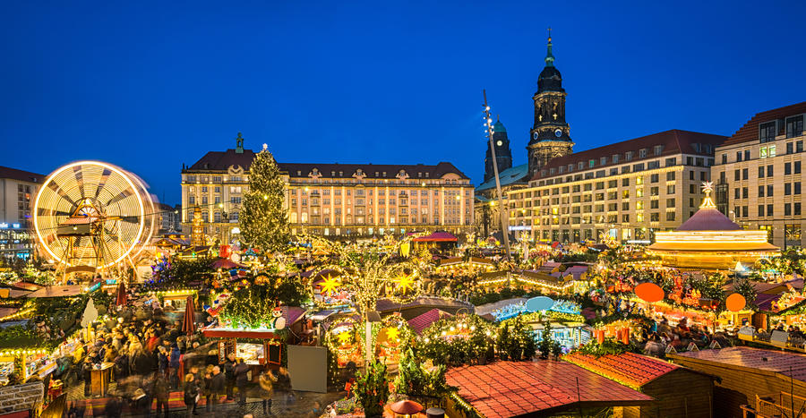 Christmas market in Dresden, Germany at night