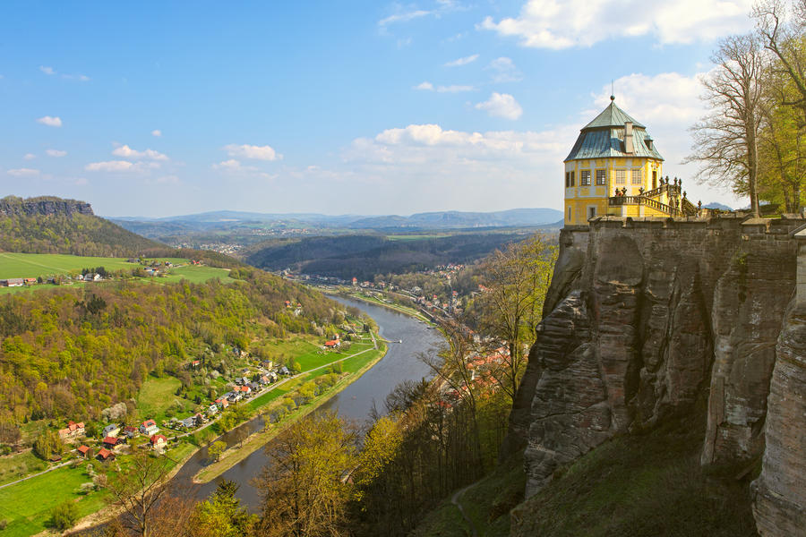 View on Elba River from  fortress of Koenigstein, Saxon Switzerland, Germany