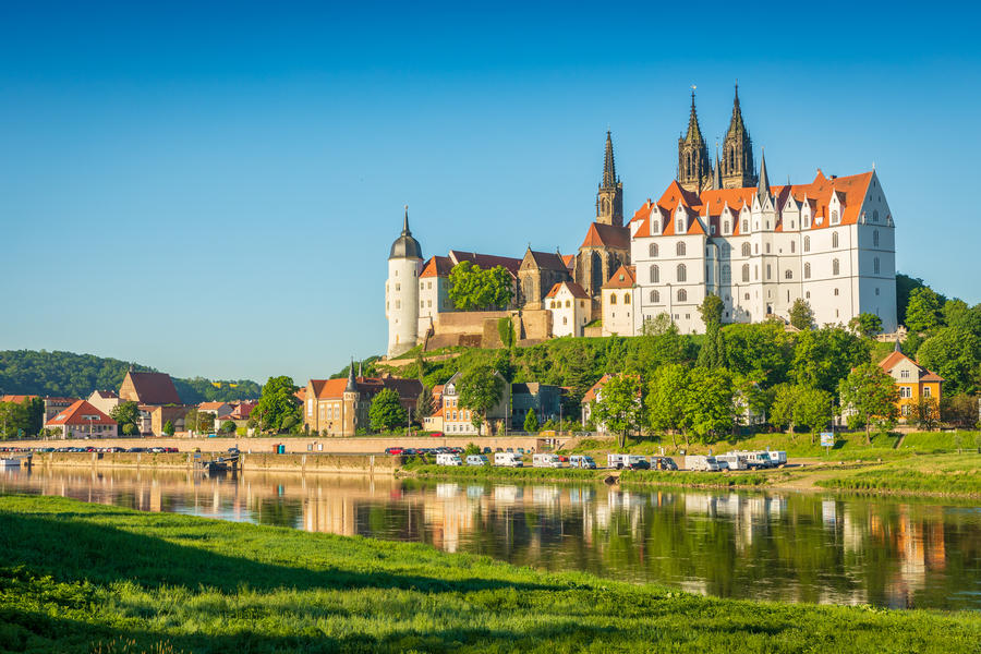 Panorama of picturesque historic city of Meissen, Saxony, Germany, with Castle Albrechtsburg