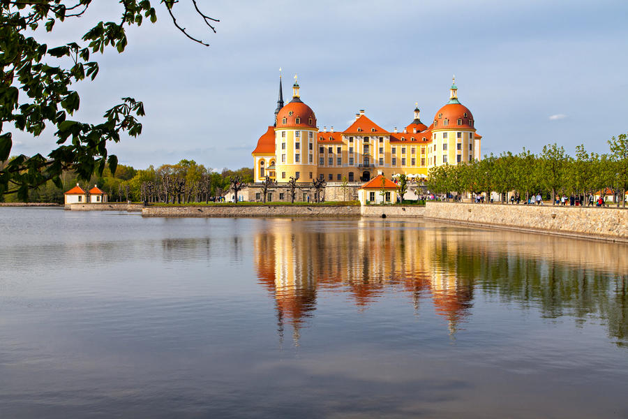 Moritzburg Castle, a Baroque palace in Moritzburg, in the German state of Saxony
