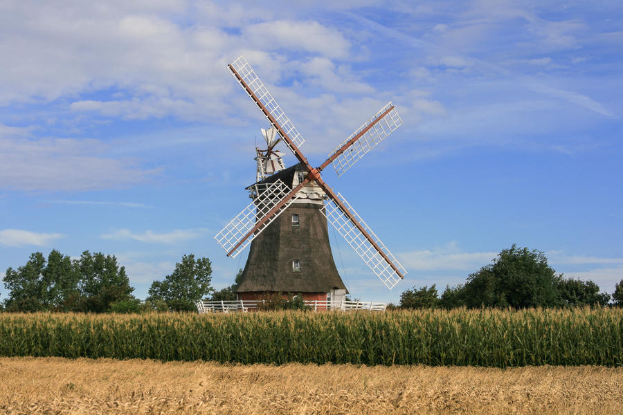 Historic windmill on the German North Frisian island of “Föhr” (Foehr)