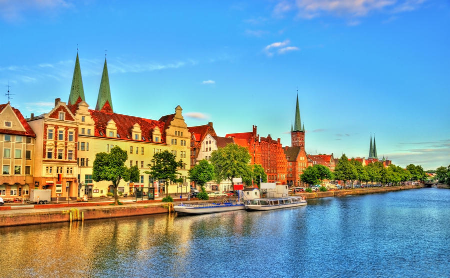 The Trave River in Lubeck - Germany, Schleswig-Holstein