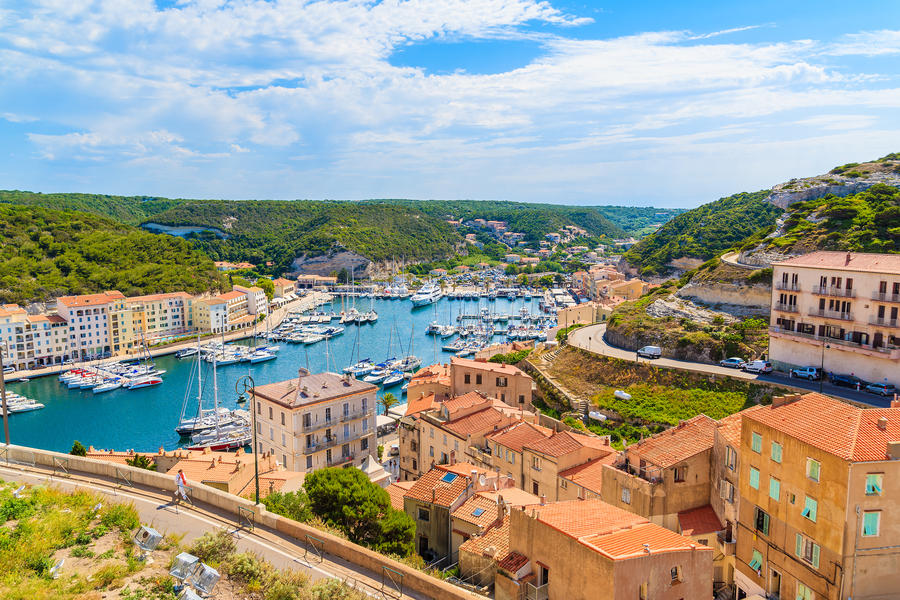 A view of Bonifacio port and old town, Corsica island, France