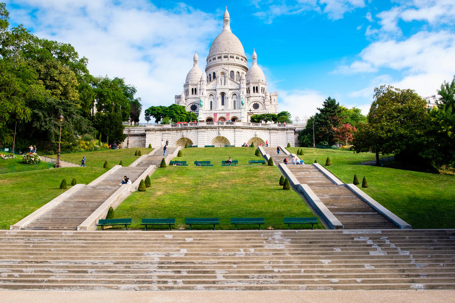The Basilica of the Sacre Coeur in the hill of Montmartre in Paris