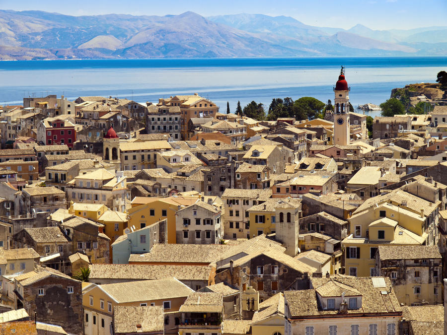panorama of the capital of Corfu, Greece