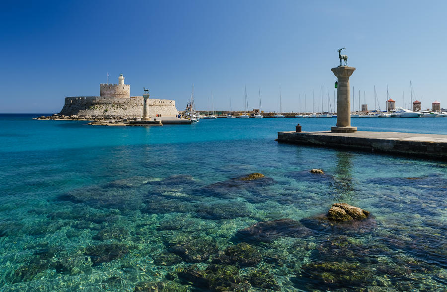 Mandaki port in Rhodes island Greece