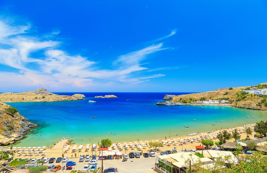 scenic Rhodes island, Lindos bay. Greece
