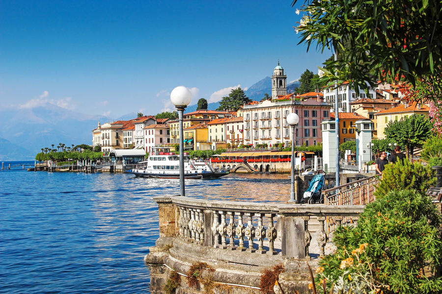 Scenic Como lake and Bellagio town in summer, Italy.