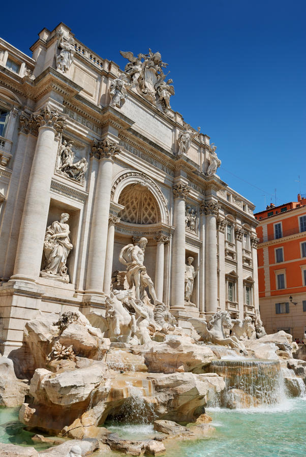 The famous Trevi Fountain in Rome, Italy.