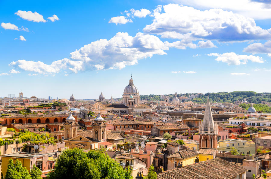 panoramic view of Rome and St. Peter&#39;s Basilica, Italy