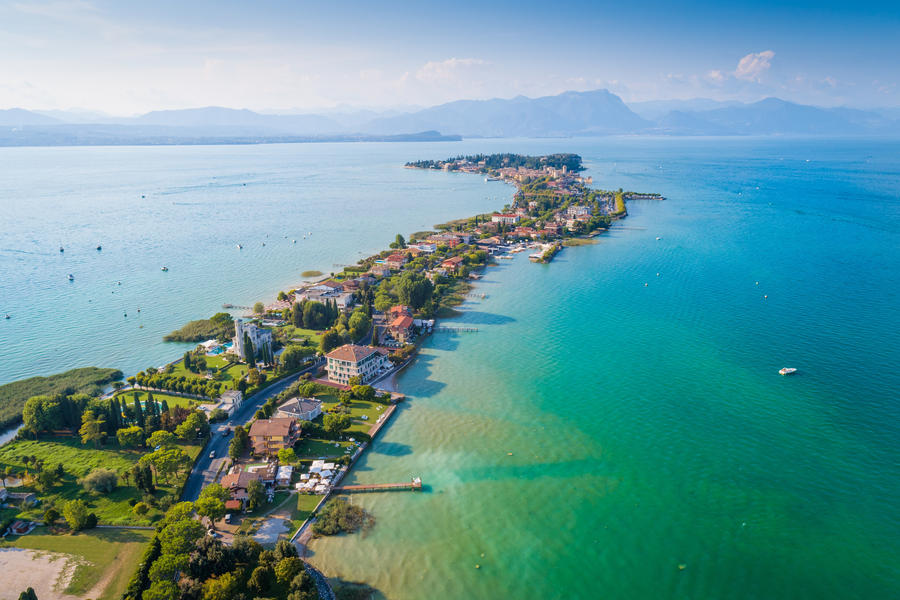 Aerial view on Sirmione sul Garda. Italy, Lombardy