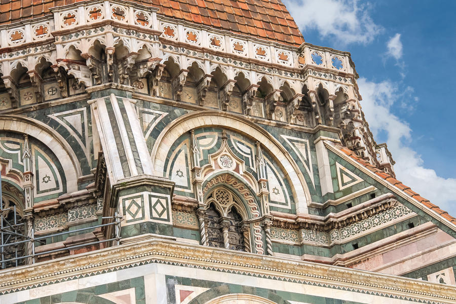 Fragment of facade Duomo Santa Maria del Fiore, Florence, Italy