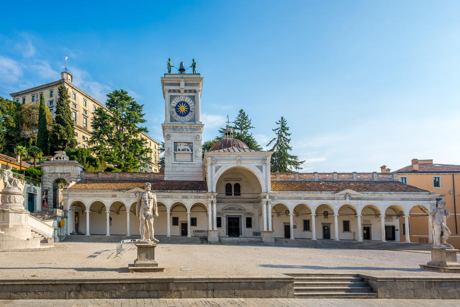 Clock tower in Udine at Liberta place - Italy