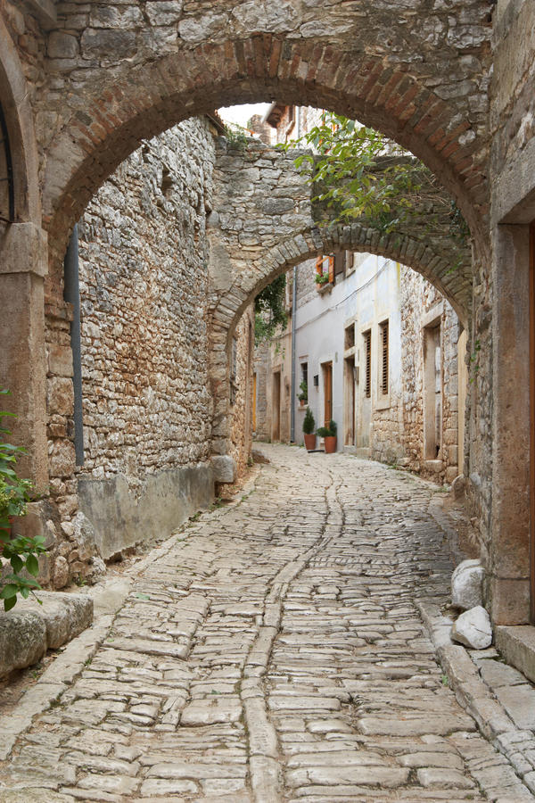 Croatia, Bale. Quiet street in old town