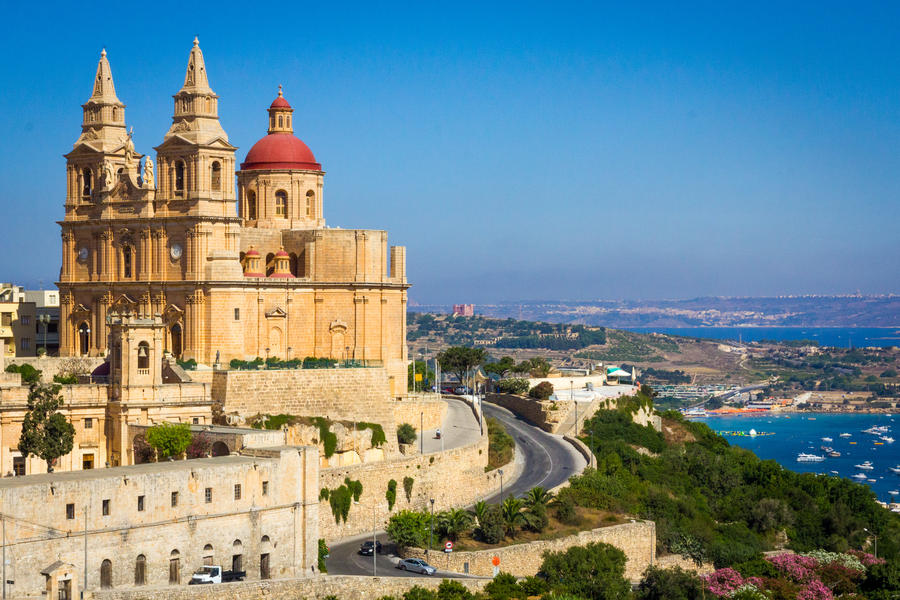 The Mellieha Parish Church in the morning