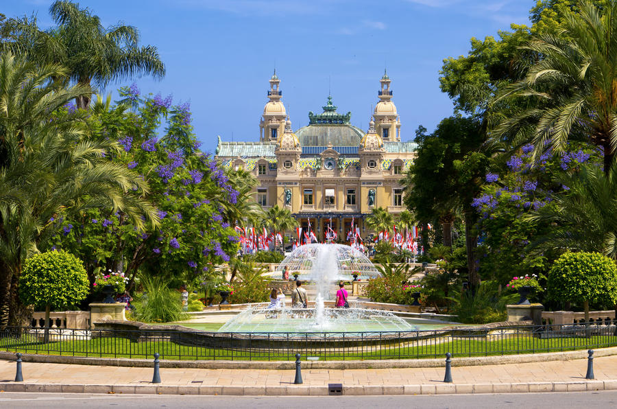 Garden and fountains near the Casino in Monaco