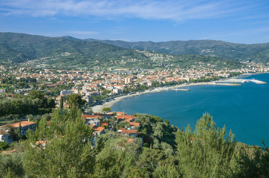 the popular Village of Diano Marina at italian Riviera in Liguria,Italy