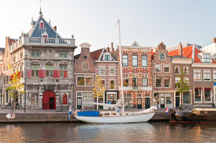 streets and canals of Haarlem, Netherlands