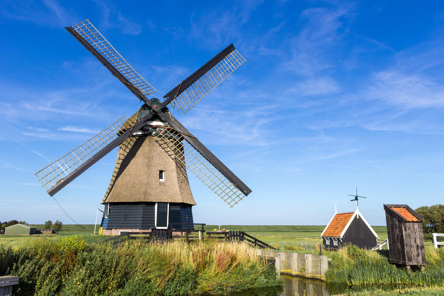 A traditional dutch windmill near Hoorn,Netherlands
