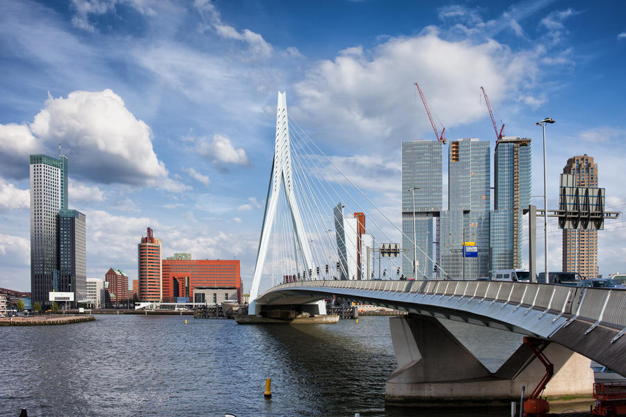 City of Rotterdam downtown skyline in South Holland, the Netherlands.
