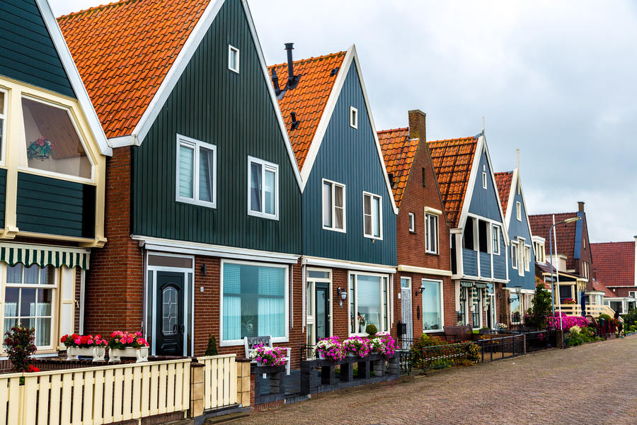 Traditional houses in Holland town Volendam, Netherlands