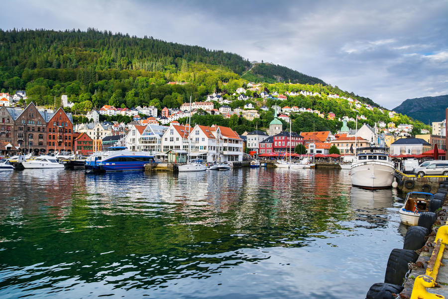 Bergen, Norway. View of historical buildings in Bryggen- Hanseatic wharf in Bergen, Norway. UNESCO World Heritage Site. Artistic picture. Beauty world.