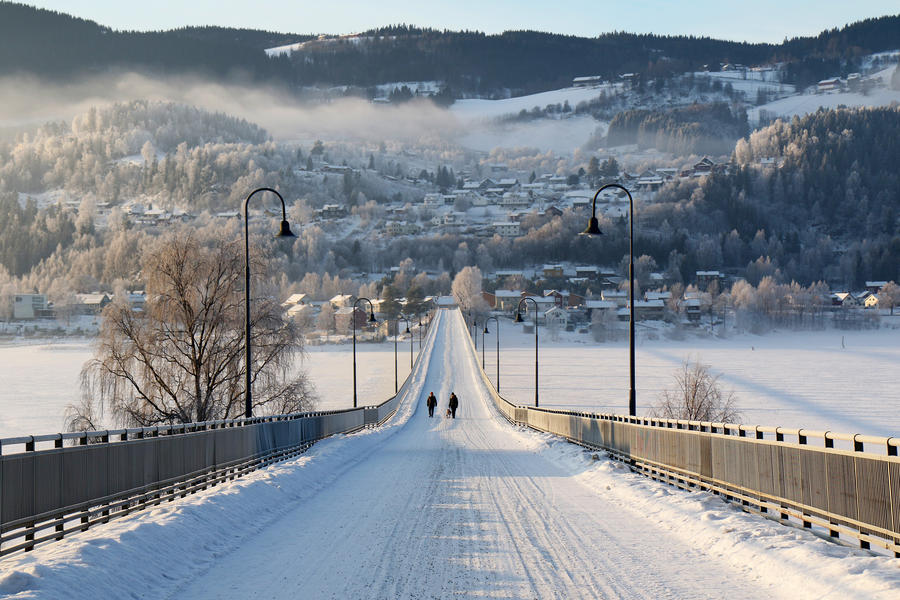 Bridge over lake Mjosa.
Lillehammer, Norway