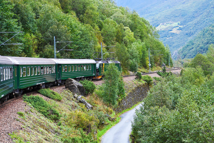 By the train across Scandinavian mountains