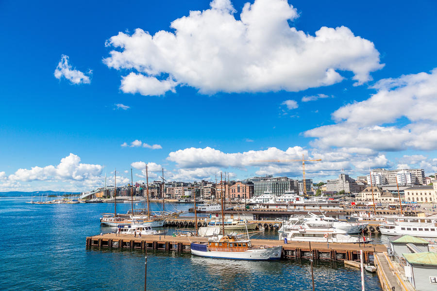 Oslo Norway harbor is one of Oslo's great attractions in a summer day