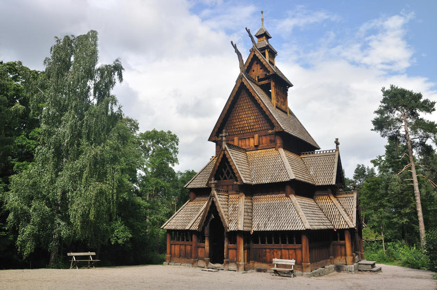 Gol stave church in Folks museum Oslo, old wooden church