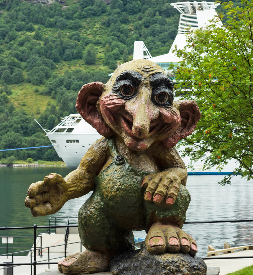 Troll monument in Geiranger, Norway. Trolls are evil personages of popular Scandinavian folklore.