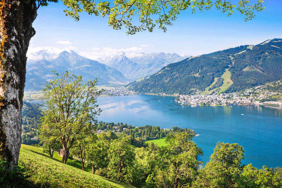 Beautiful view of Zell am See with Zeller Lake in Salzburger Land, Austria